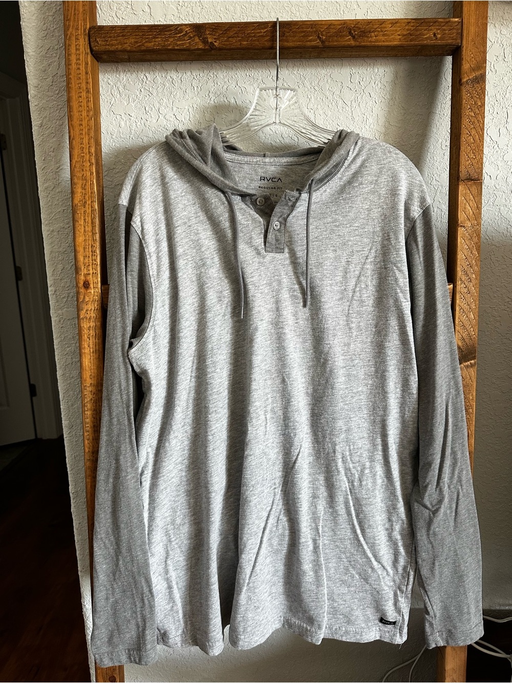 RVCA Light Gray Men's Long Sleeve Hooded Henley